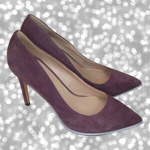 BCBGENERATION Harleigh Suede Pointed Pumps Wine Red Violet Size 10B Silver Trim